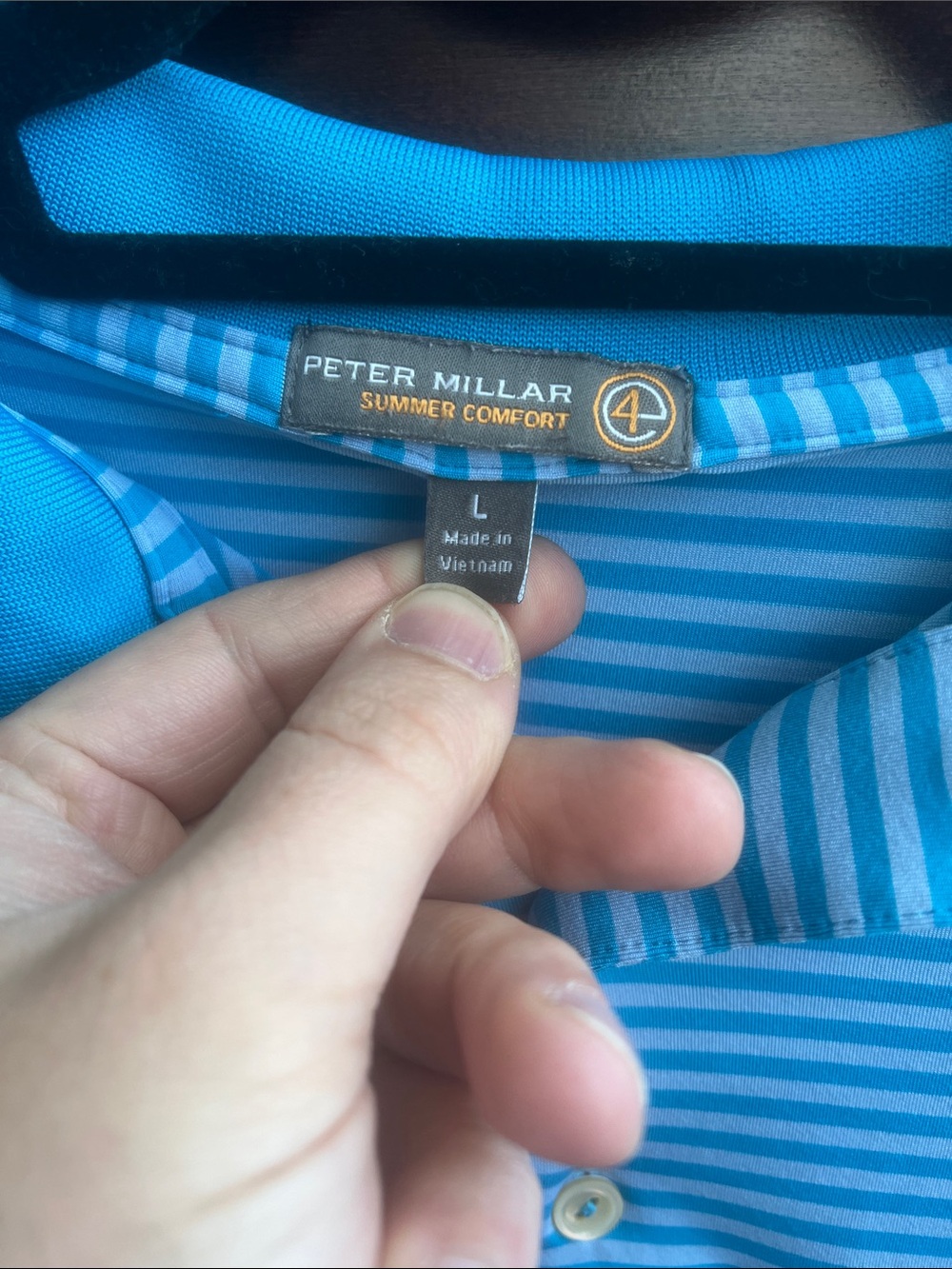 Peter Millar Blue Striped Polo Shirt